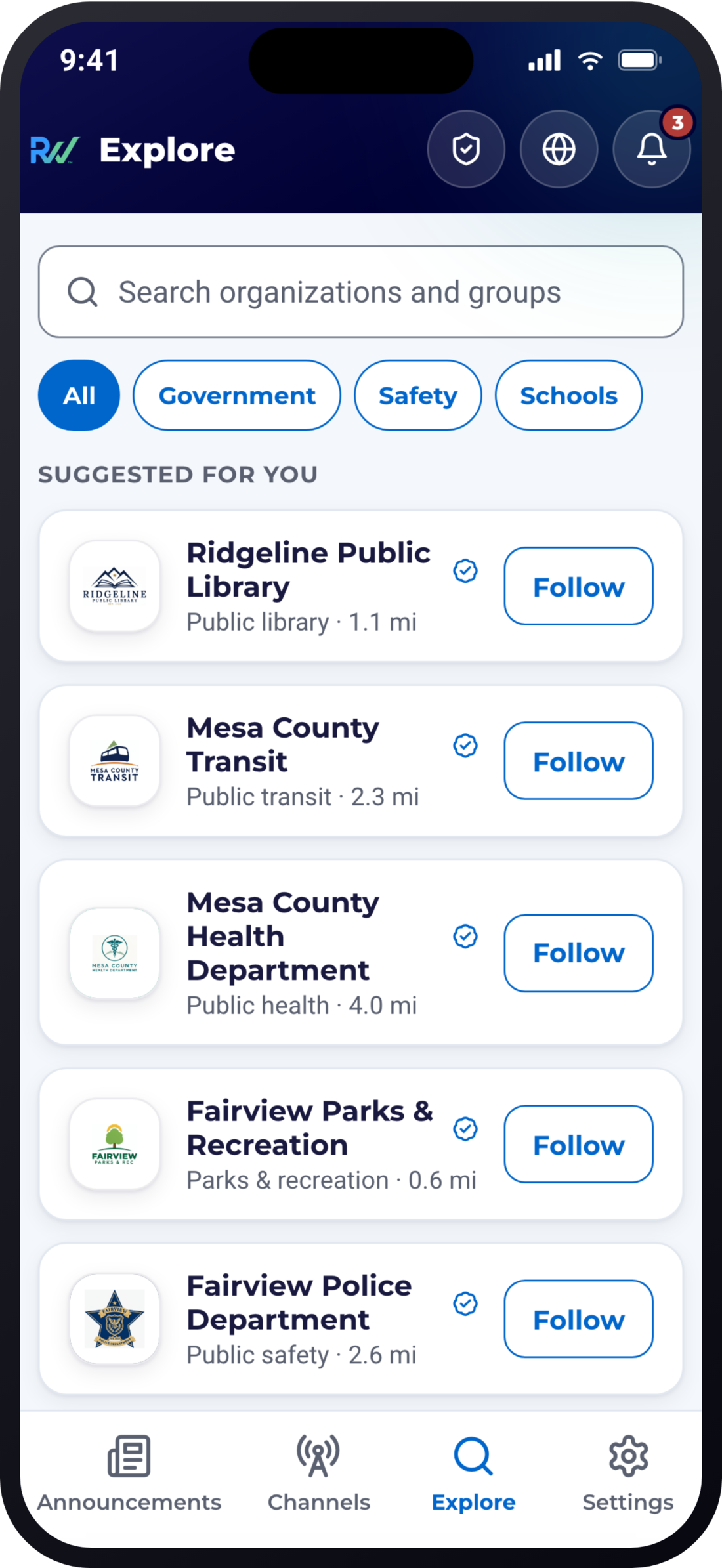 ReachWell resident app, Explore screen