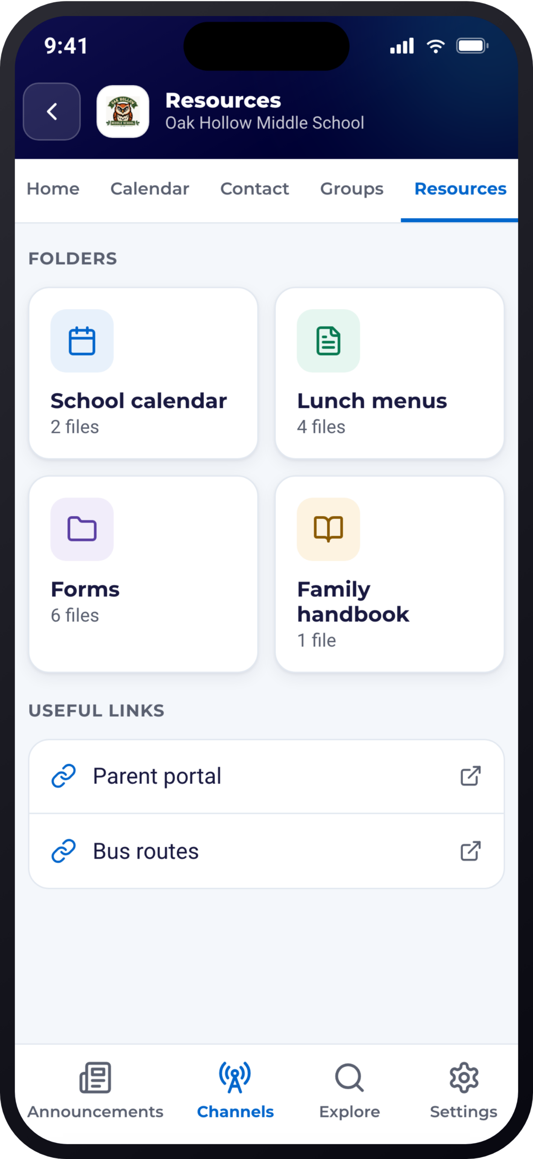 ReachWell resident app, Resources screen